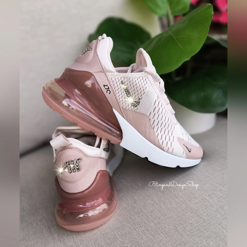 Bling Nike Women's Air Max 270 Pink Sneakers Shoes Customized with Crystals - Picture 5 of 7